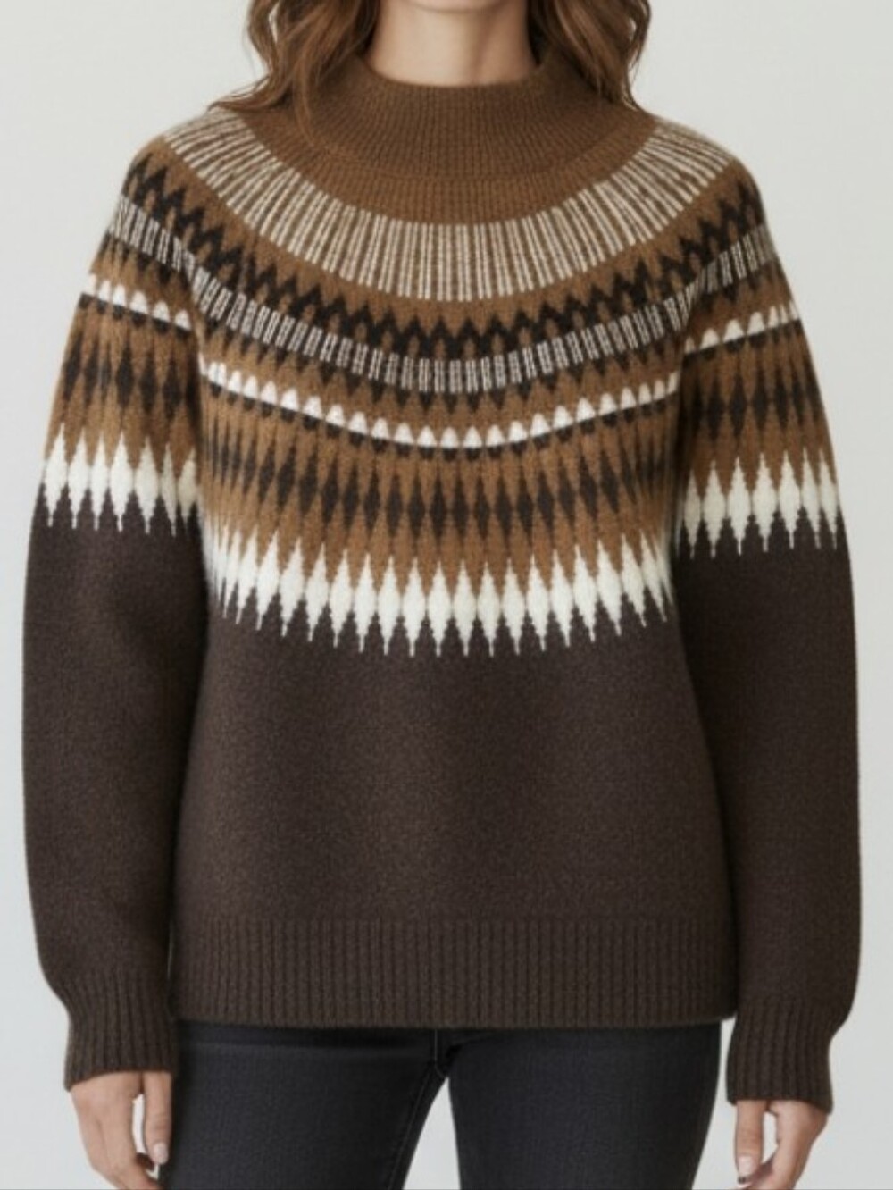 The Normal Brand Nomad Fair Isle Sweater In Brown Size M